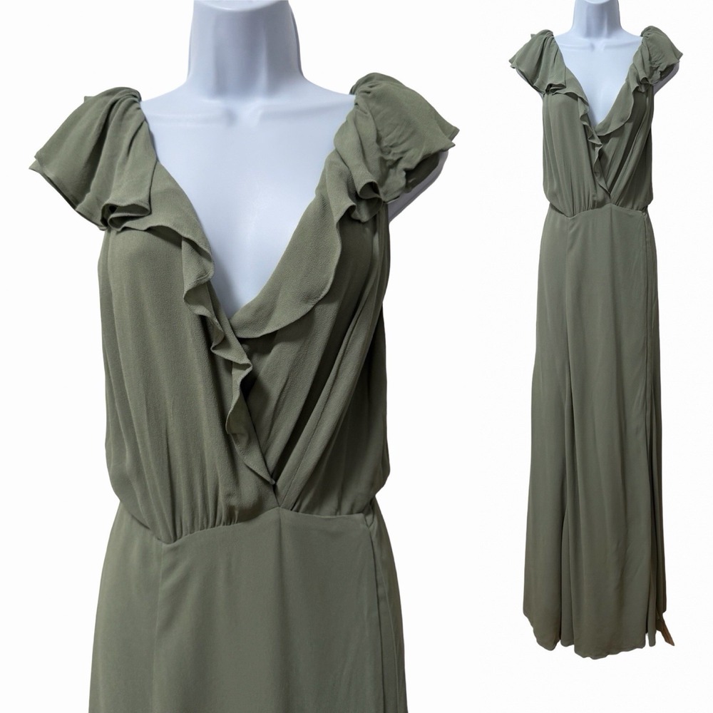 Reformation Peppermint Deep V Neck Maxi Wrap Dress Size‎ M Seafoam Wedding Guest
